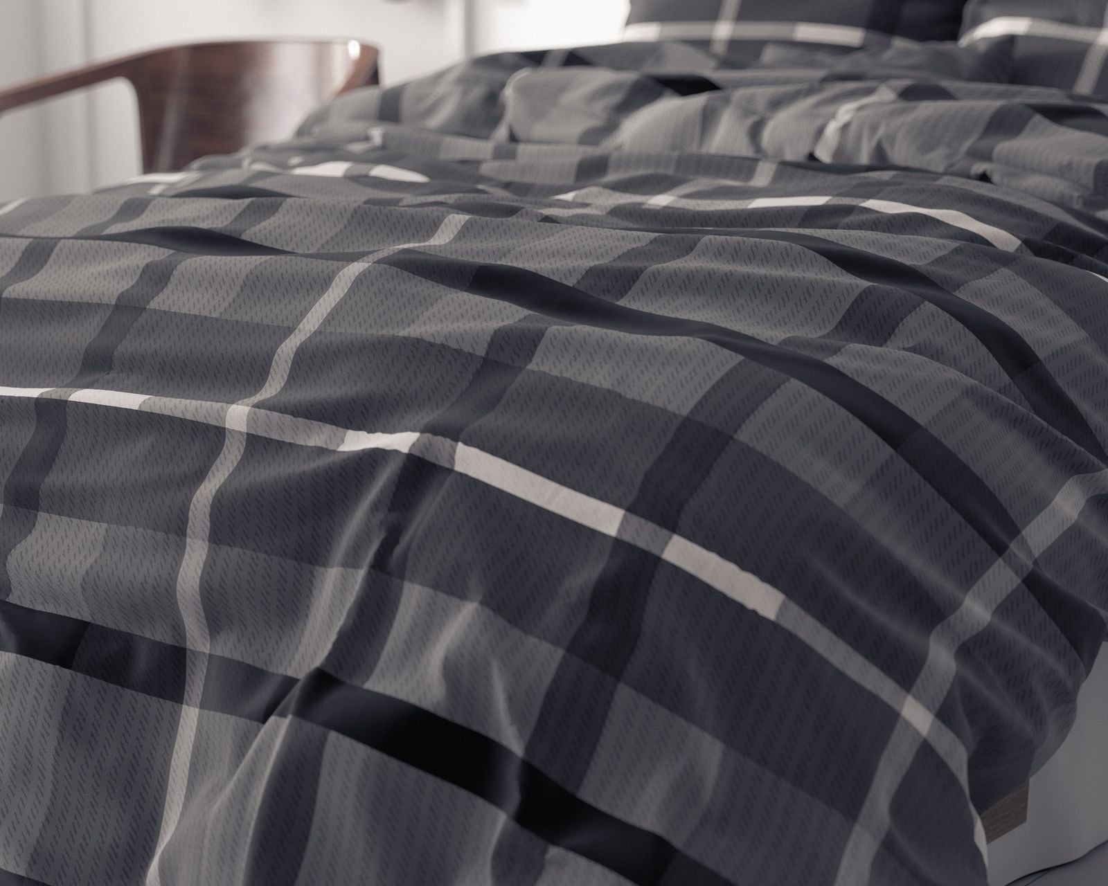 NordDream Classy Vintage Check pussilakana antrasiitti
