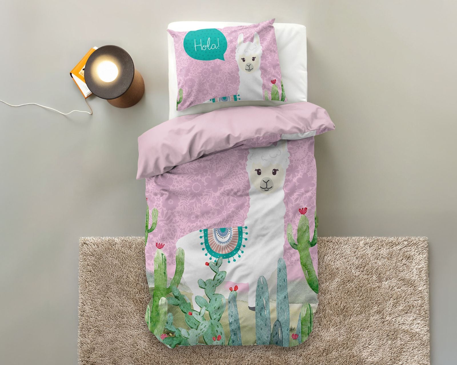 NordDream Kids Hola Lama pussilakana pinkki 140x200/220
