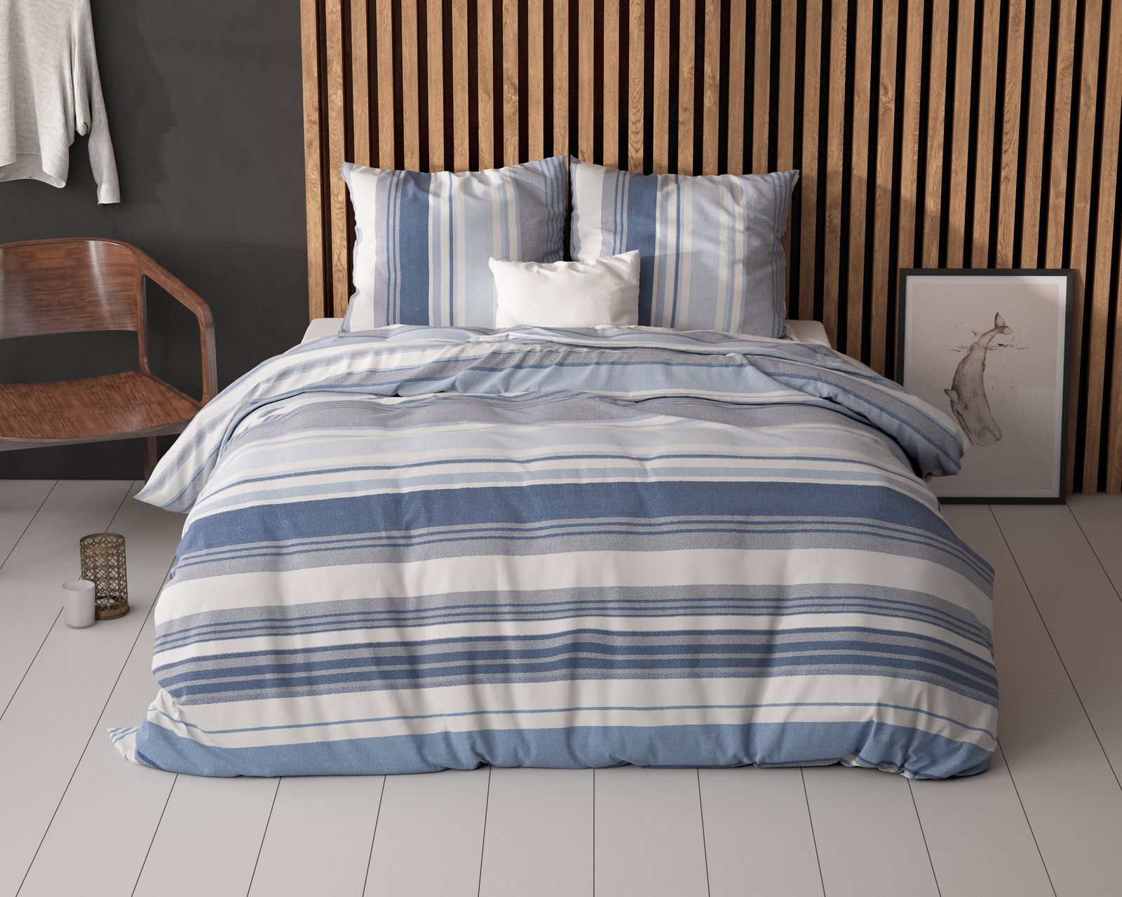 NordDream Elegance Stripy pussilakanasetti sininen 140x200/220
