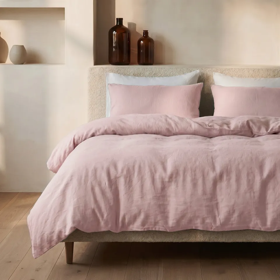NordDream Stone Washed Roosa pussilakana 140x200/220 pehmeä puuvilla