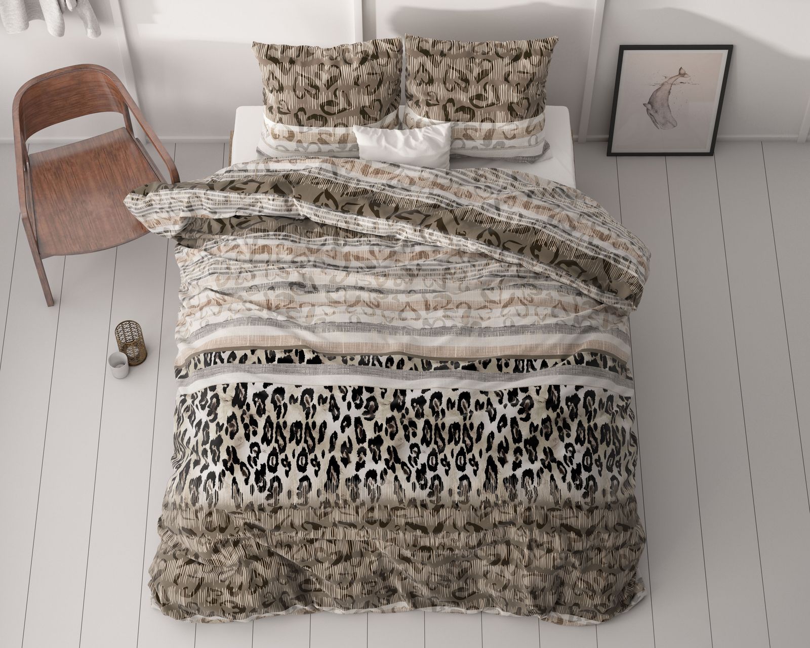 NordSleeps NordDream Classy Tiger pussilakana taupe 240x220 kuvio