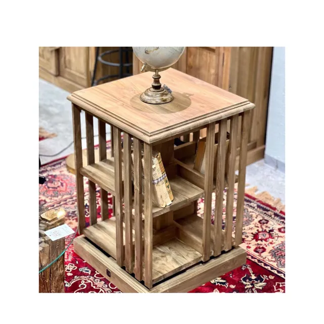 Sasus Bookmill kirjakaruselli tiikki 51 cm pyörivä