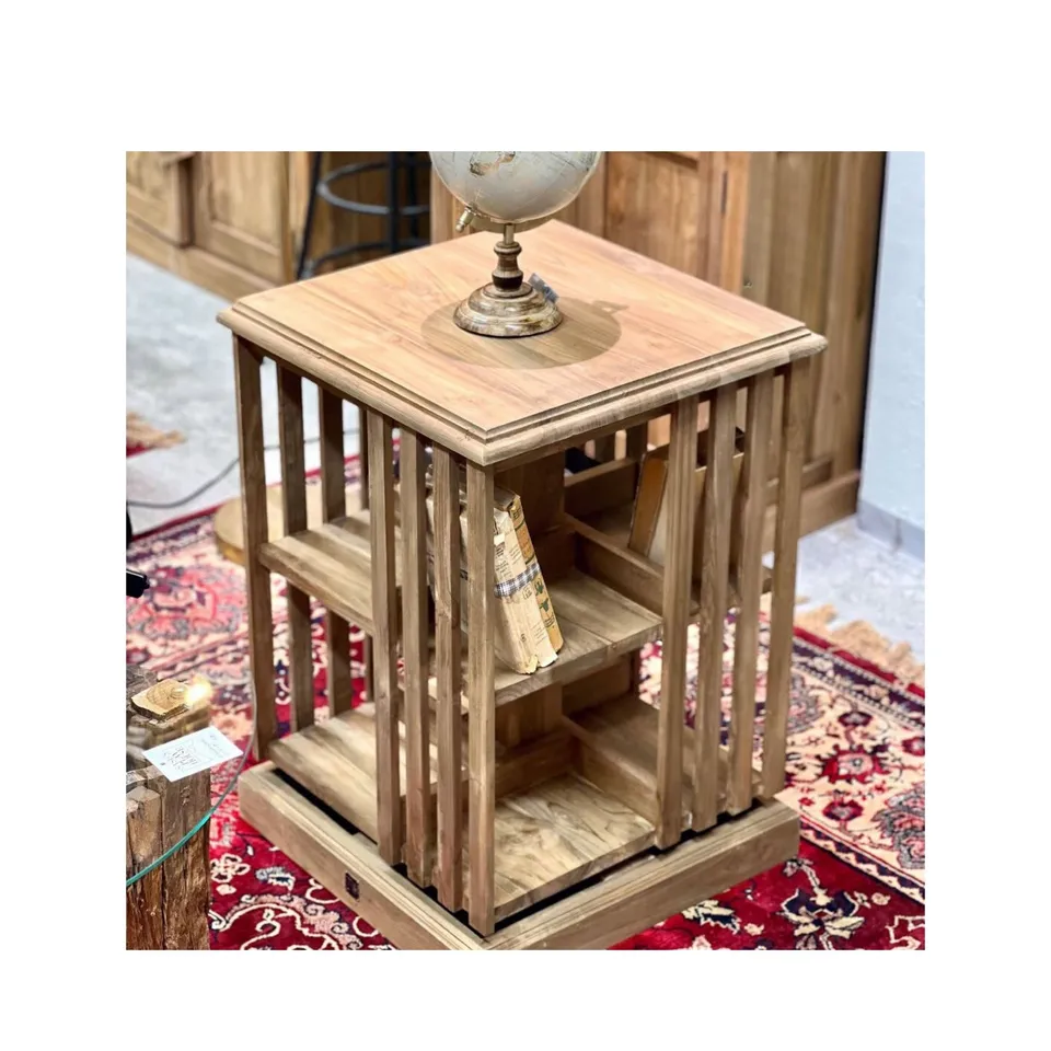 Sasus Bookmill kirjakaruselli tiikki 51 cm pyörivä