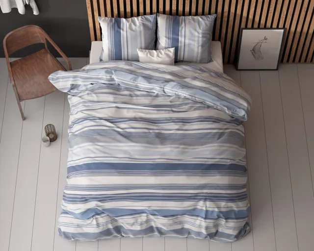 NordDream Elegance Stripy pussilakanasetti sininen 140x200/220
