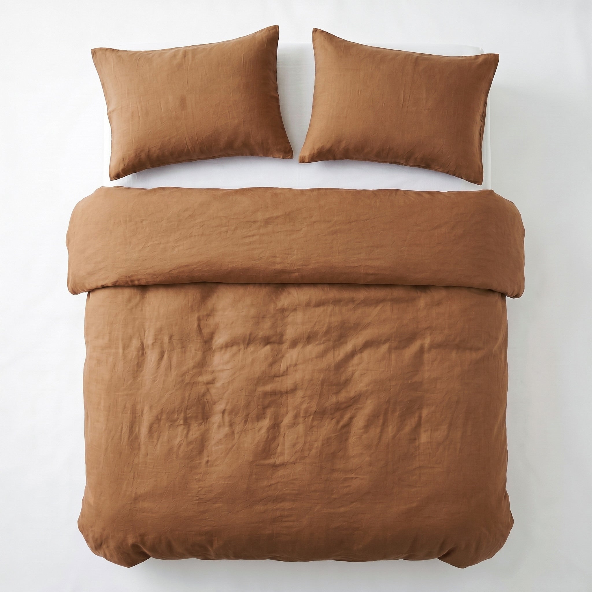 NordDream Stone Washed pussilakana 200x220 ruskea puuvillaa