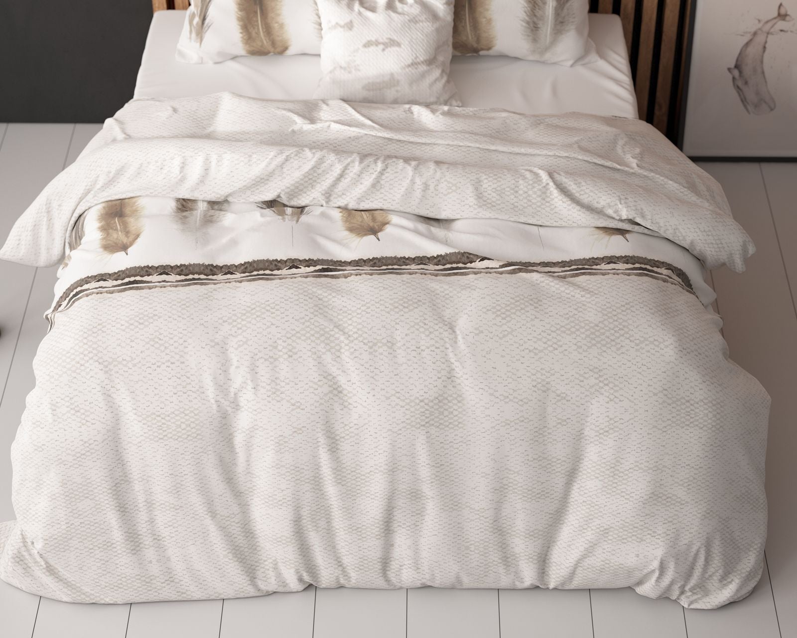 NordDream Elegance Feathers 3 pussilakana 140x220 harmaa