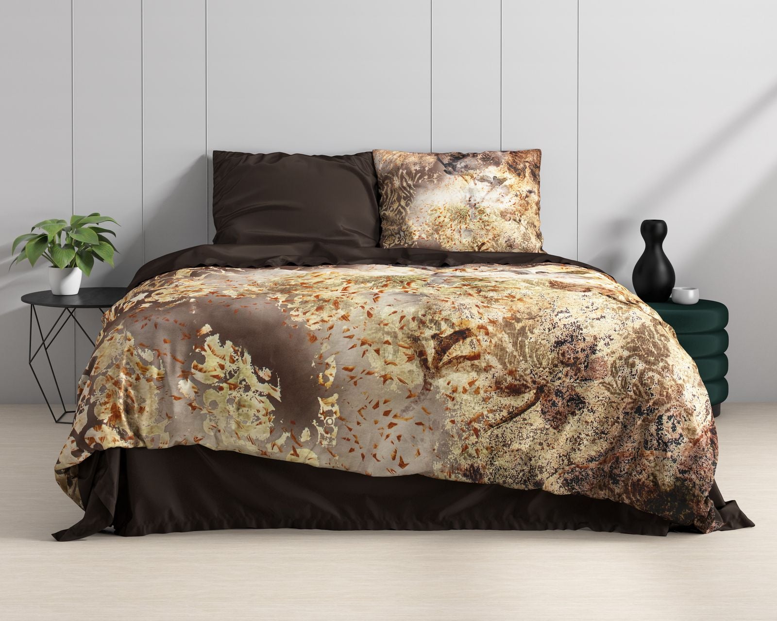 NordDream Wild Satijn Inferno Taupe pussilakana 140x200/220