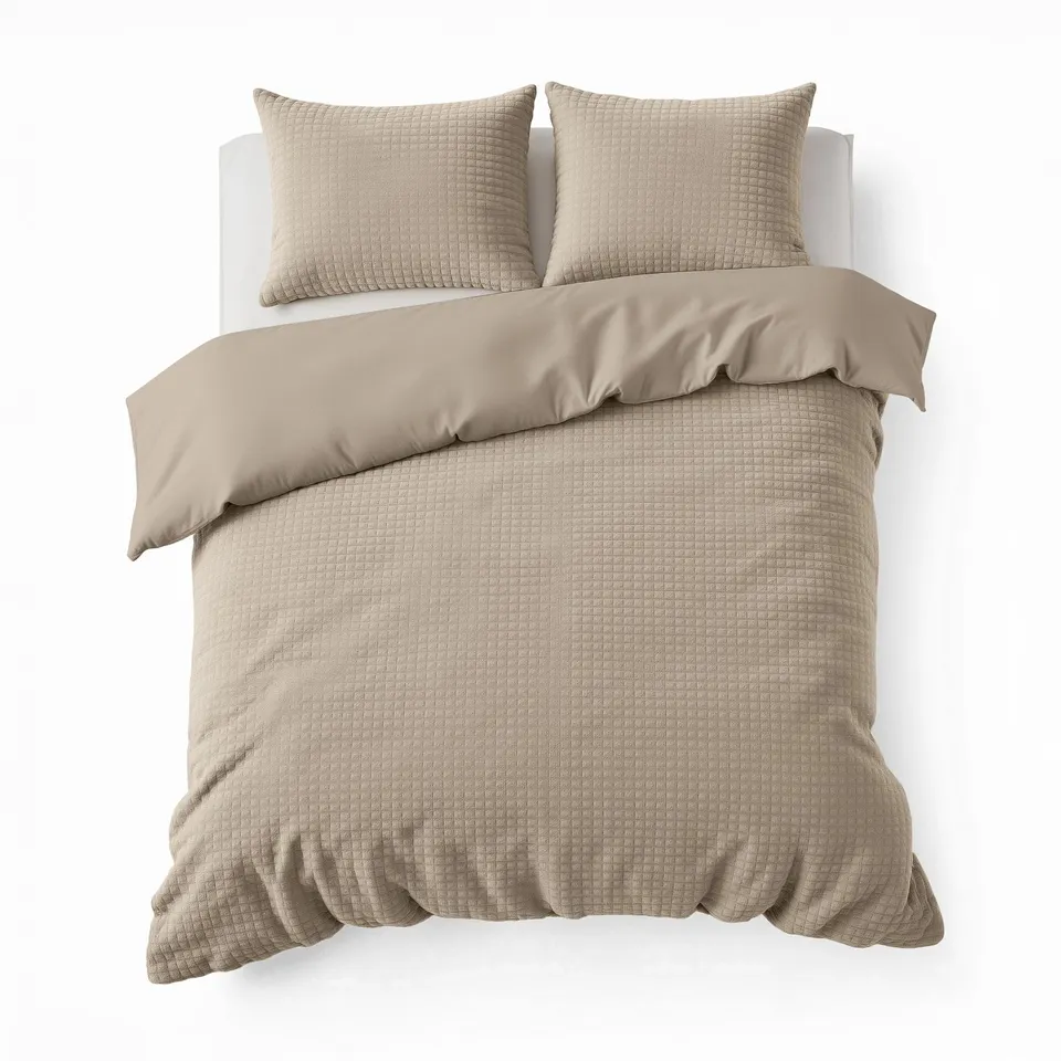 NordDream Teddy Check pussilakana 140x200 taupe teddy
