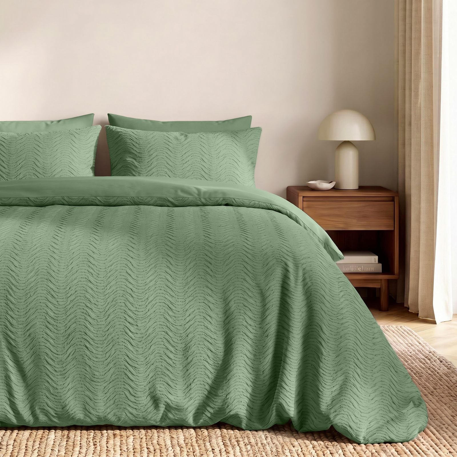 NordDream Embossed Curve pussilakana Vihreä 140x200/220 kohokuvio