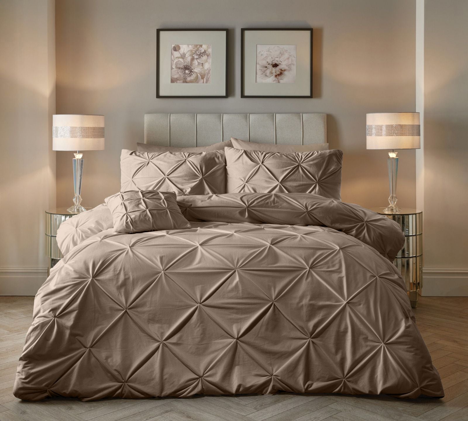 NordDream Velvet Pintuck pussilakana 200x220 taupe sametti