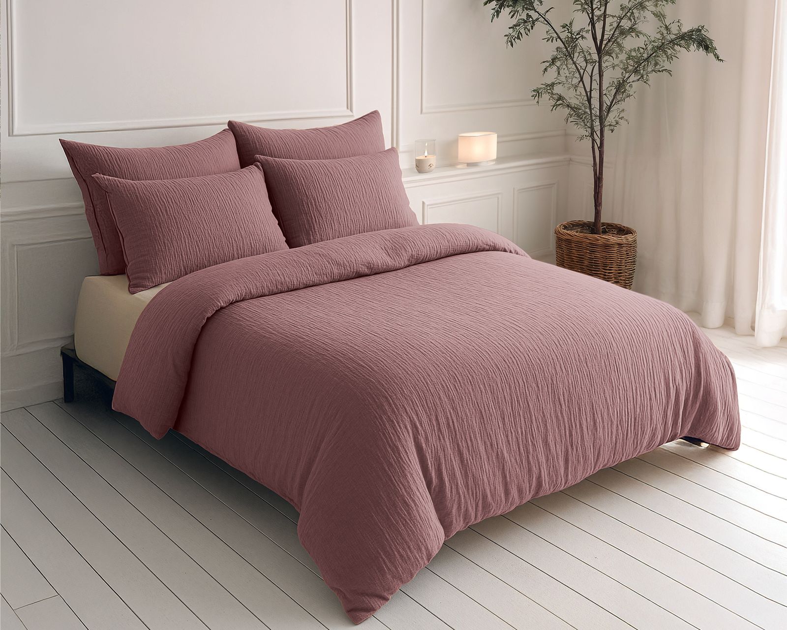 NordDream Lazy musliinipeitto 200x200 cm vanha roosa puuvilla