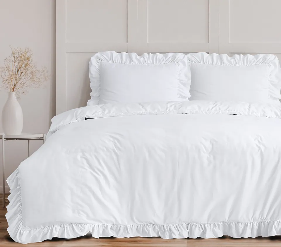 NordSleeps NordDream Fresh Ruffles pussilakana valkoinen mikrokuitu