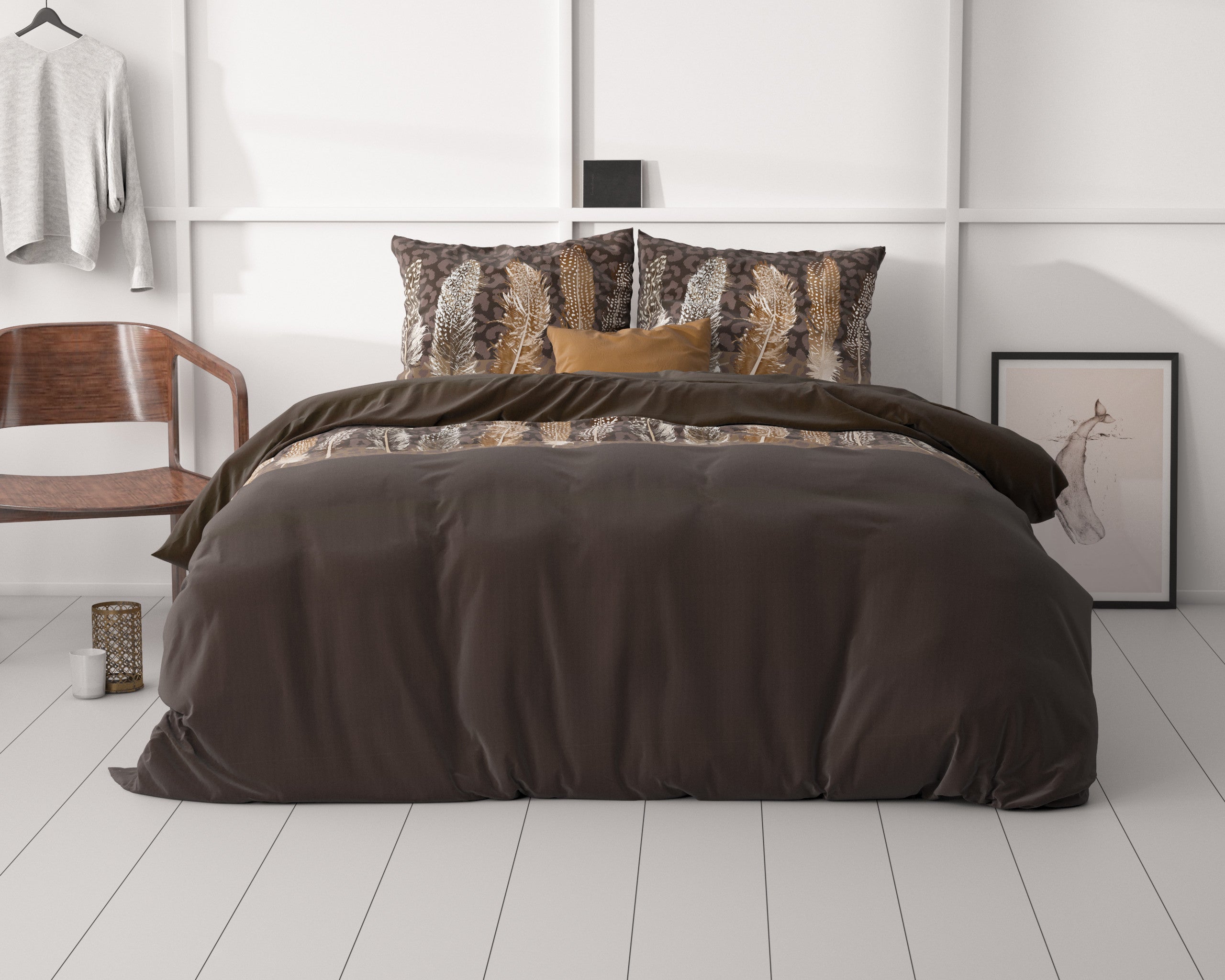NordDream Classy Chocolate Feathers pussilakanasetti 200x200 ruskea
