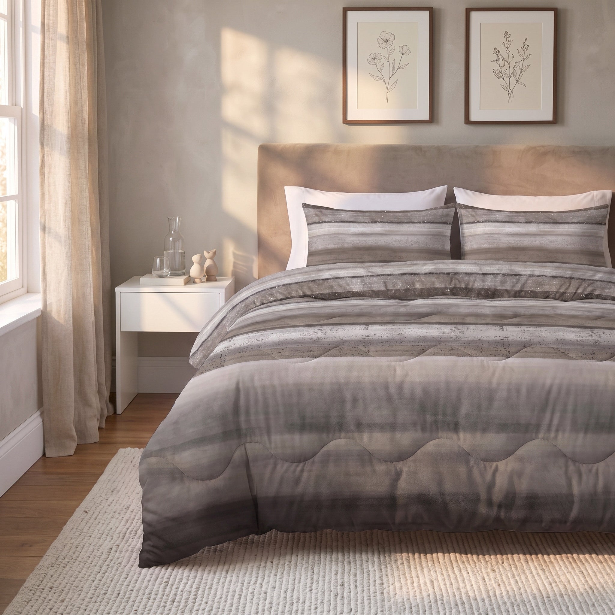 NordDream Lazy Marcus pussilakanaton peitto 140x220 taupe pestävä