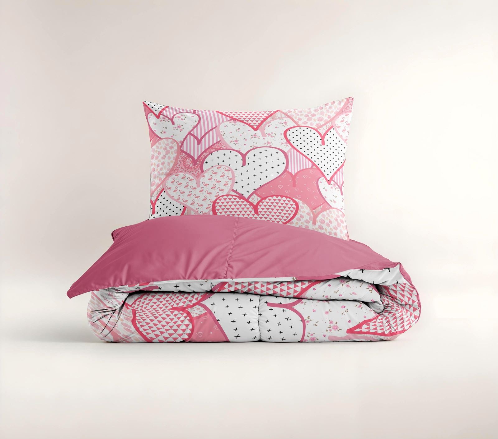NordDream Kids Hearts Love pussilakanasetti 140x200/220 roosa