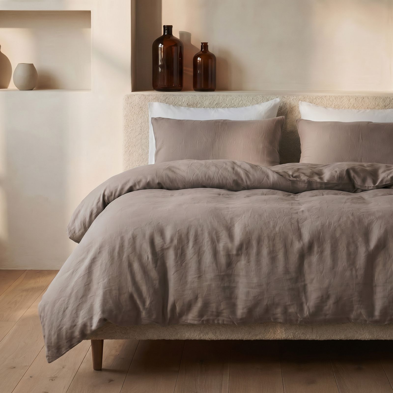 NordDream Stone Washed pussilakana 240x200/220 taupe puuvilla