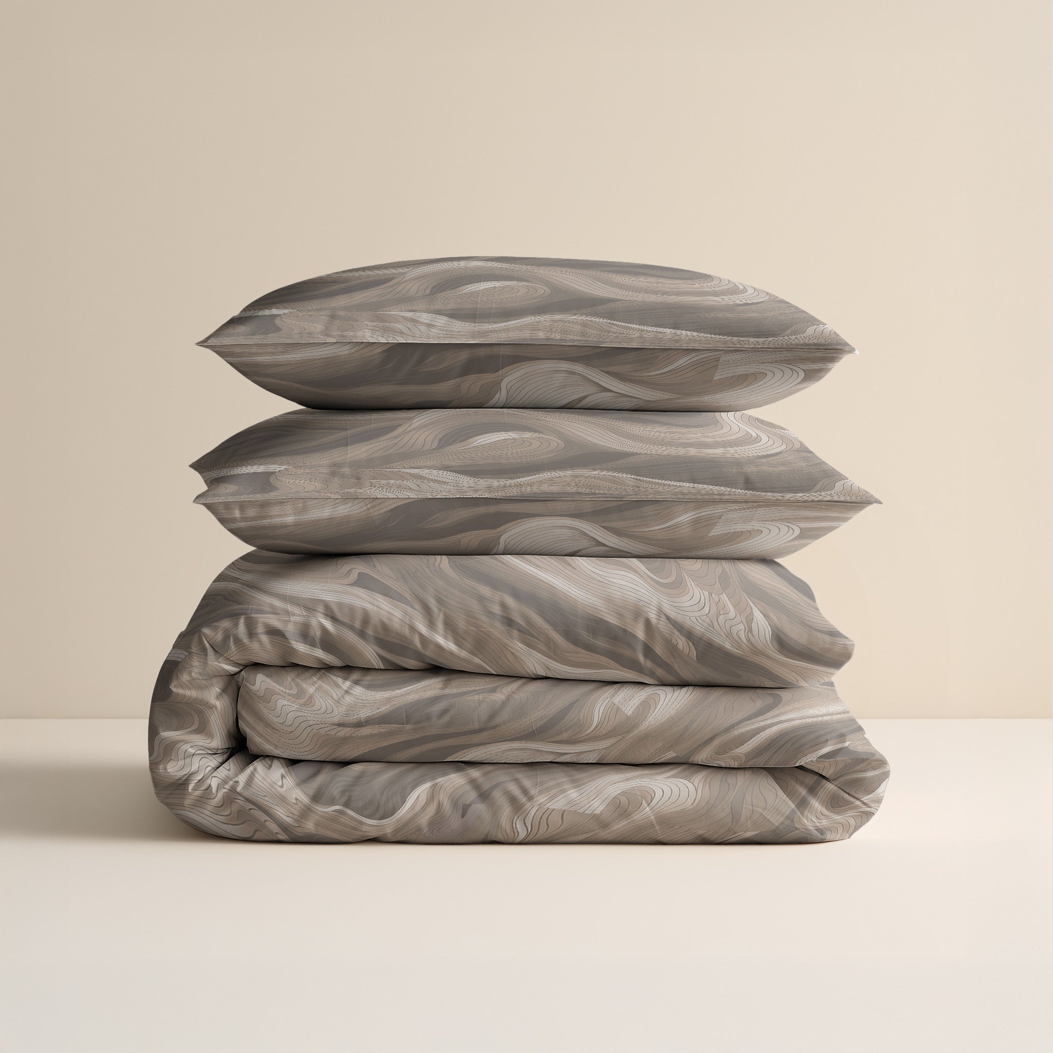 NordDream Pure Whirl Taupe pussilakana 200x220 puuvilla