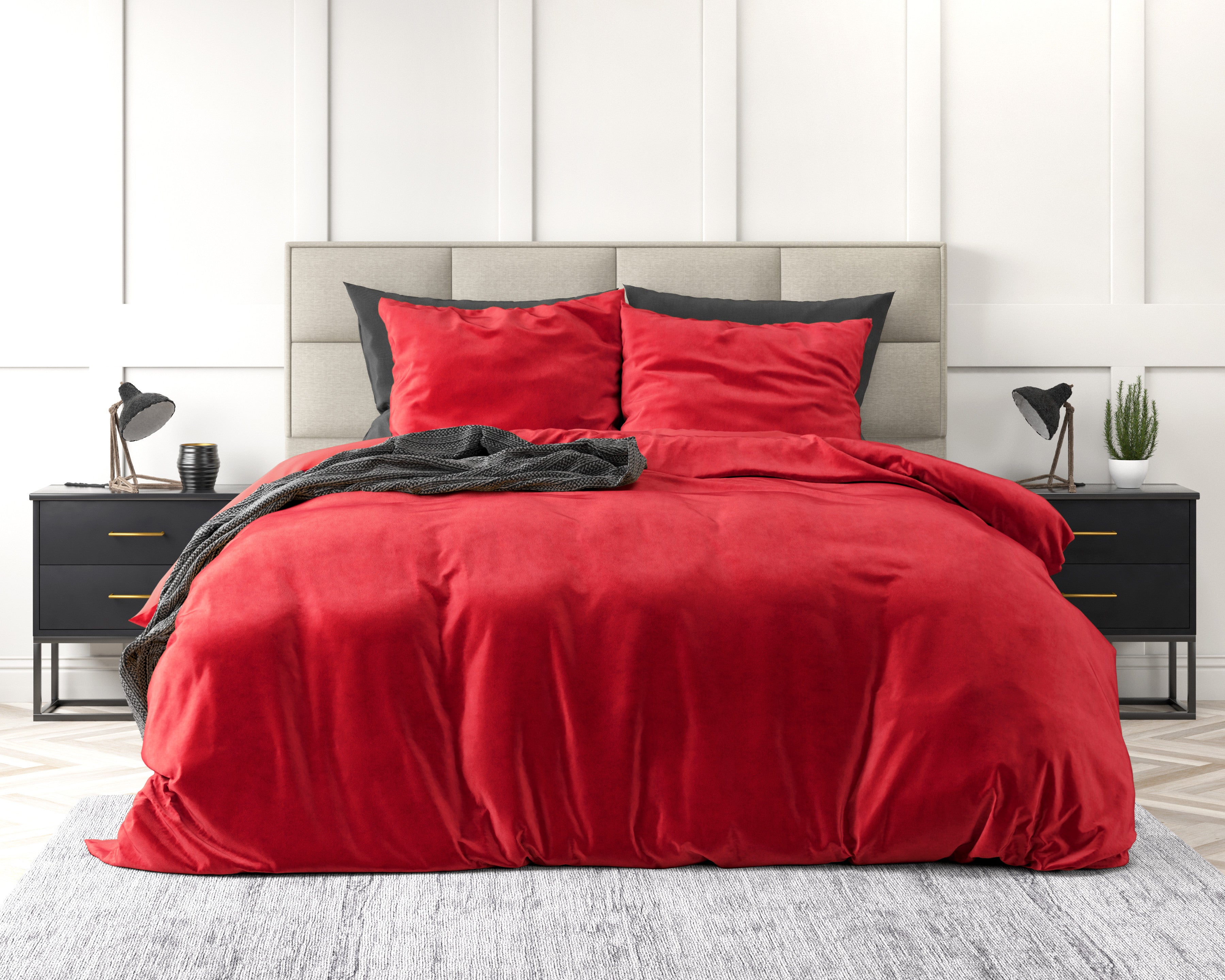 NordDream Velvet Uni pussilakana punainen 240x220 sametti