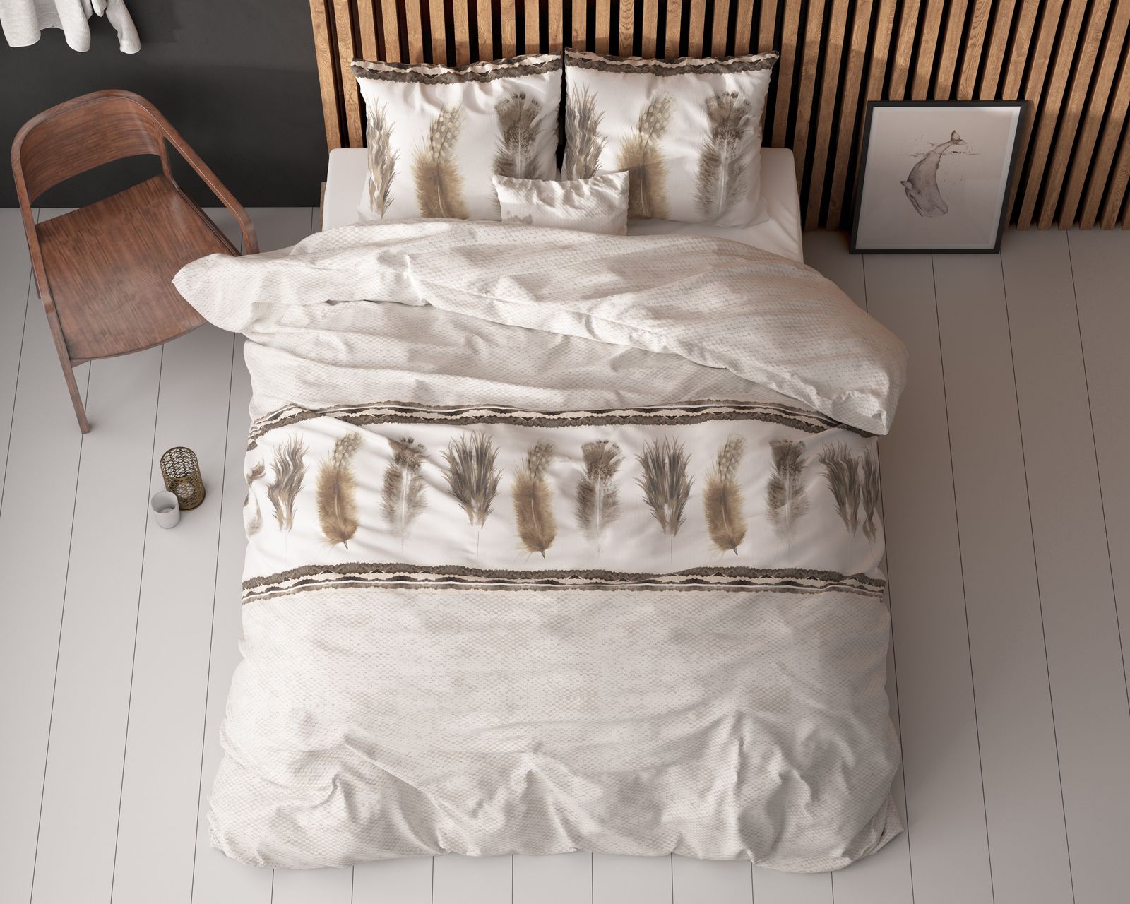 NordDream Elegance Feathers 3 pussilakana 140x220 harmaa