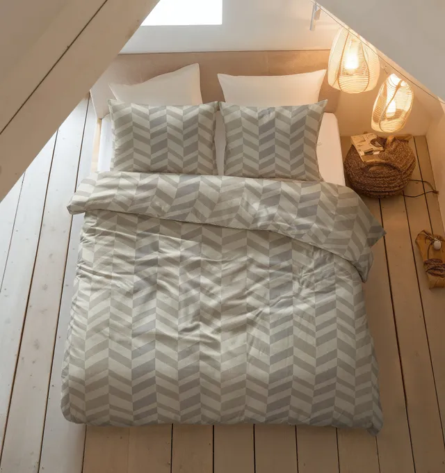 NordDream Flanel Chevron pussilakana beige flanelli lämmin
