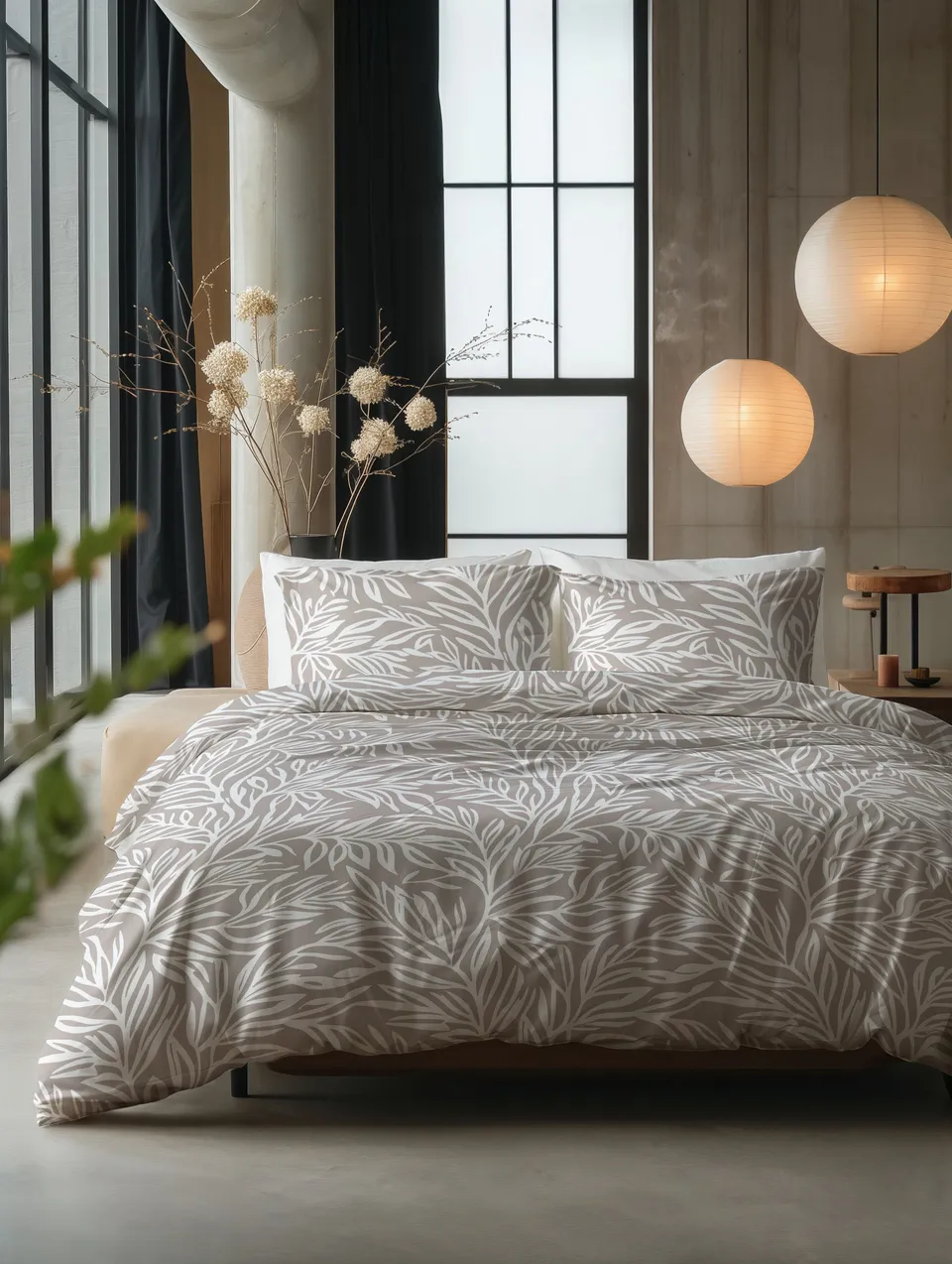NordDream Pure Breeze puuvilla pussilakana 200x220 taupe hengittävä