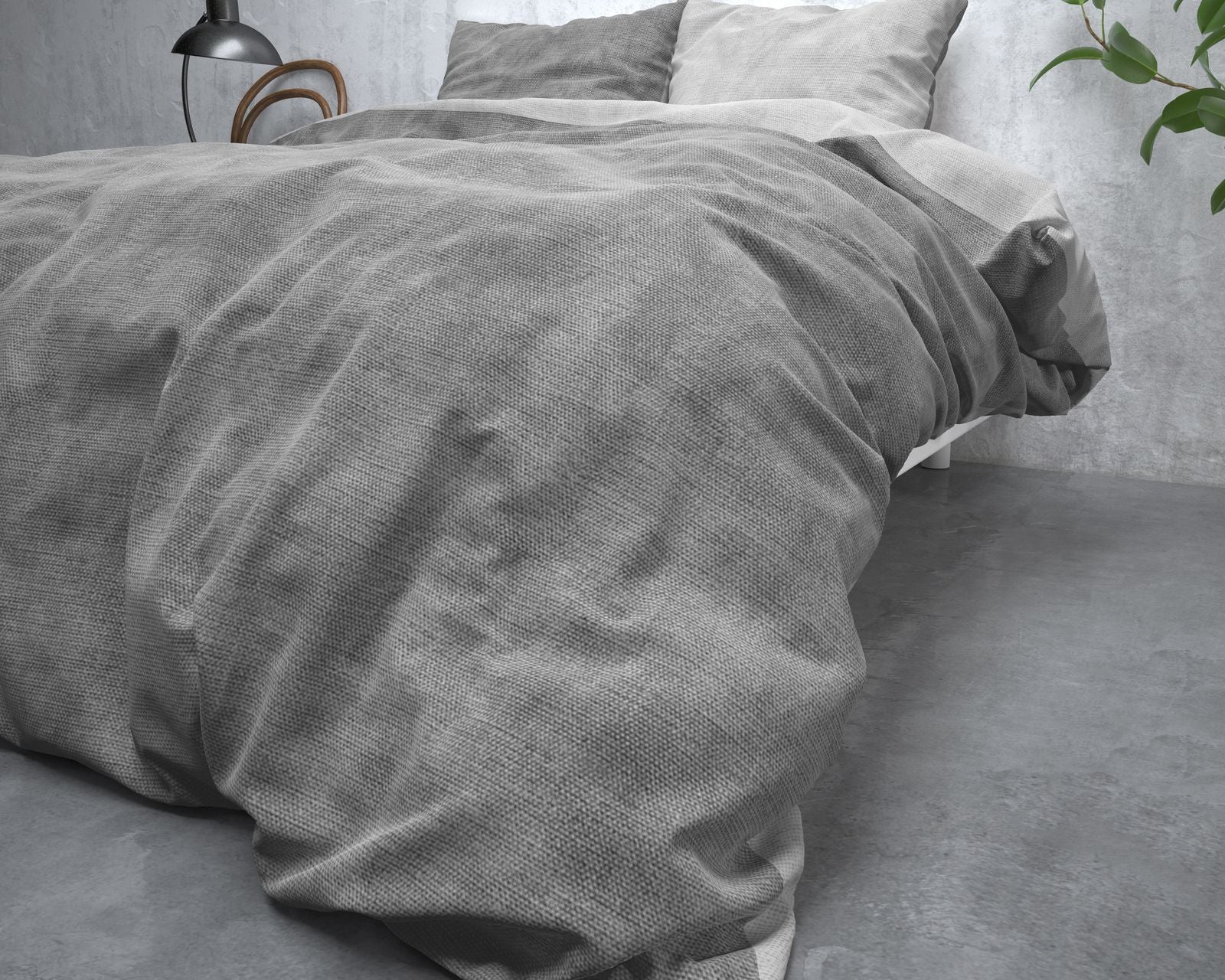 NordDream Flanel pussilakana Washed Cotton harmaa flanelli