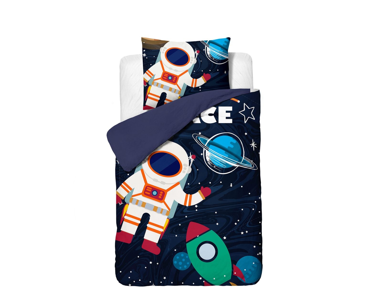 NordDream Kids Space Man 2 pussilakanasetti sininen 140x220 cm