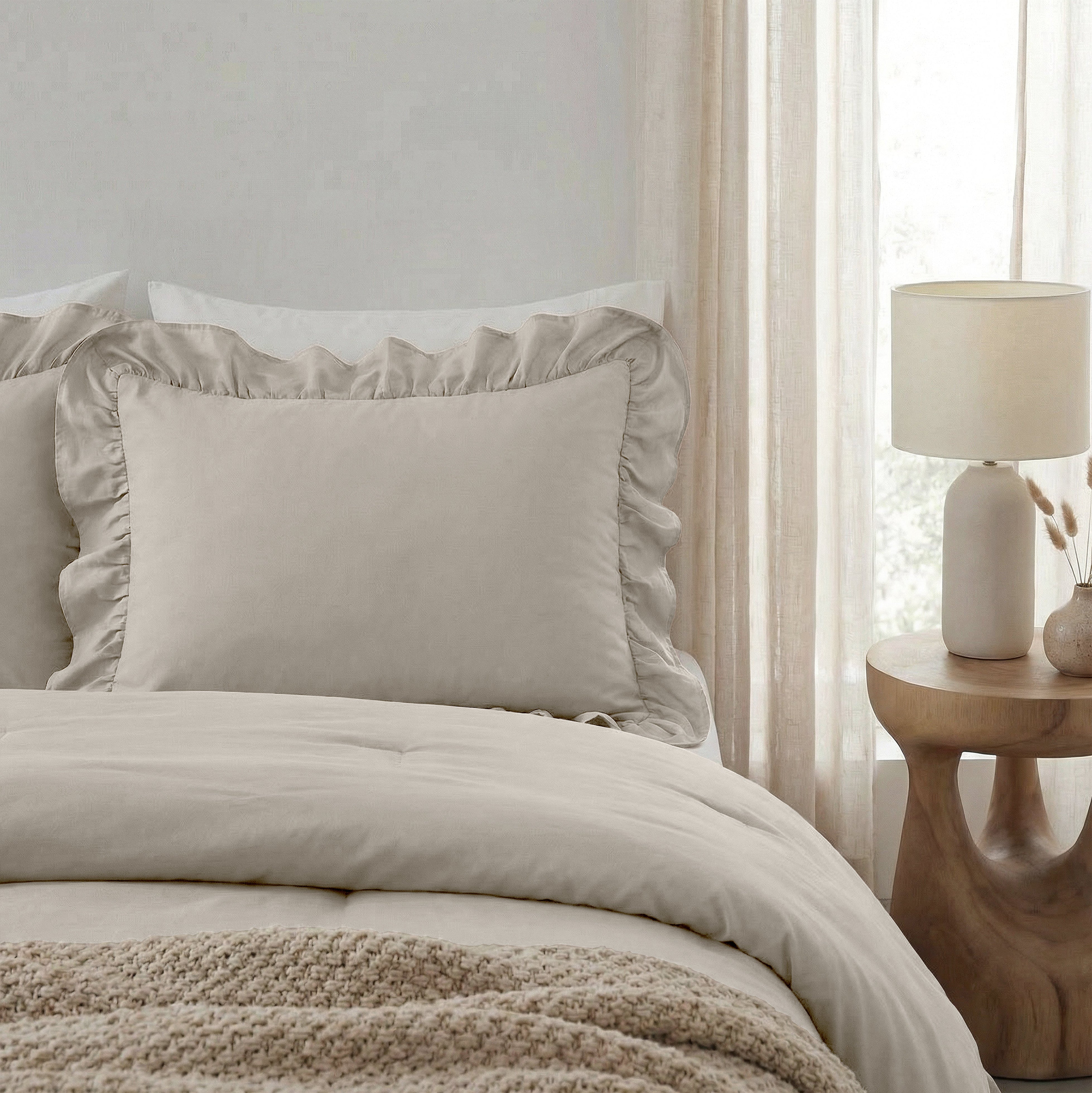 NordDream Lazy Ruffles tyynyliina 60x70 taupe 2-pack