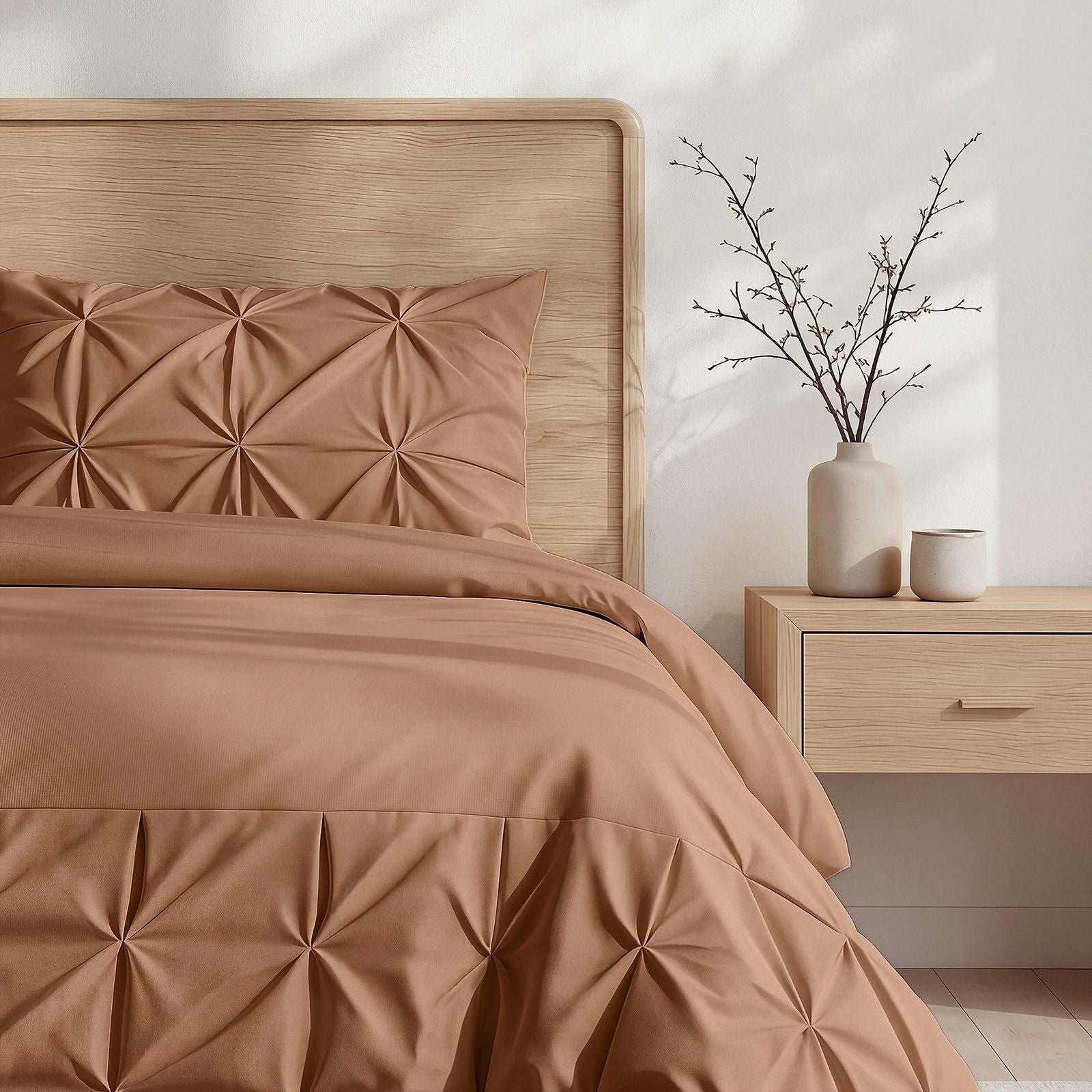 NordDream Fresh Border Pintuck Mocha Moose pussilakana 200x220