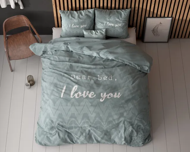NordDream Essentials I Love Bed pussilakana vihreä mikro