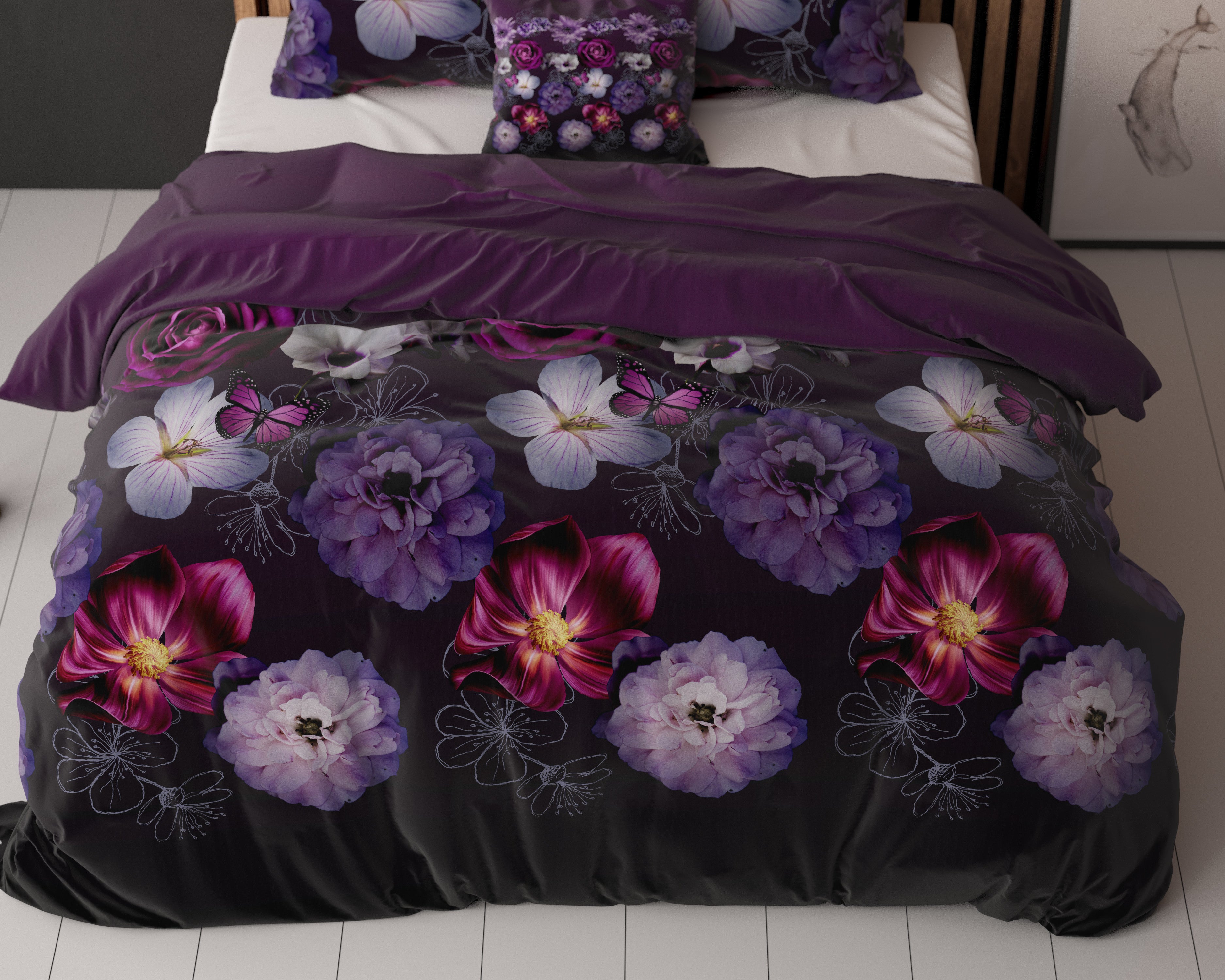 NordDream Elegance Magic Flower pussilakanasetti violetti 200x200