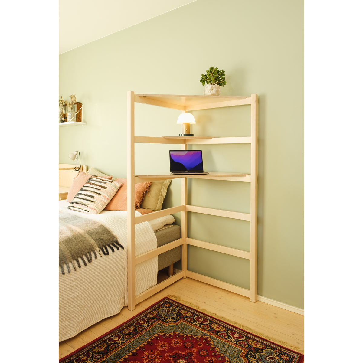 Hima Corner työpiste hylly Natural Birch koivu