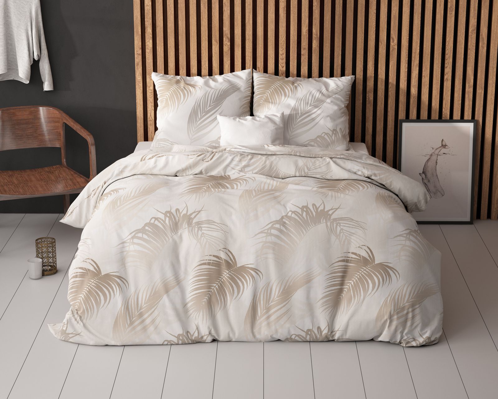 NordDream Elegance Jayda pussilakana 200x200 taupe puuvilla