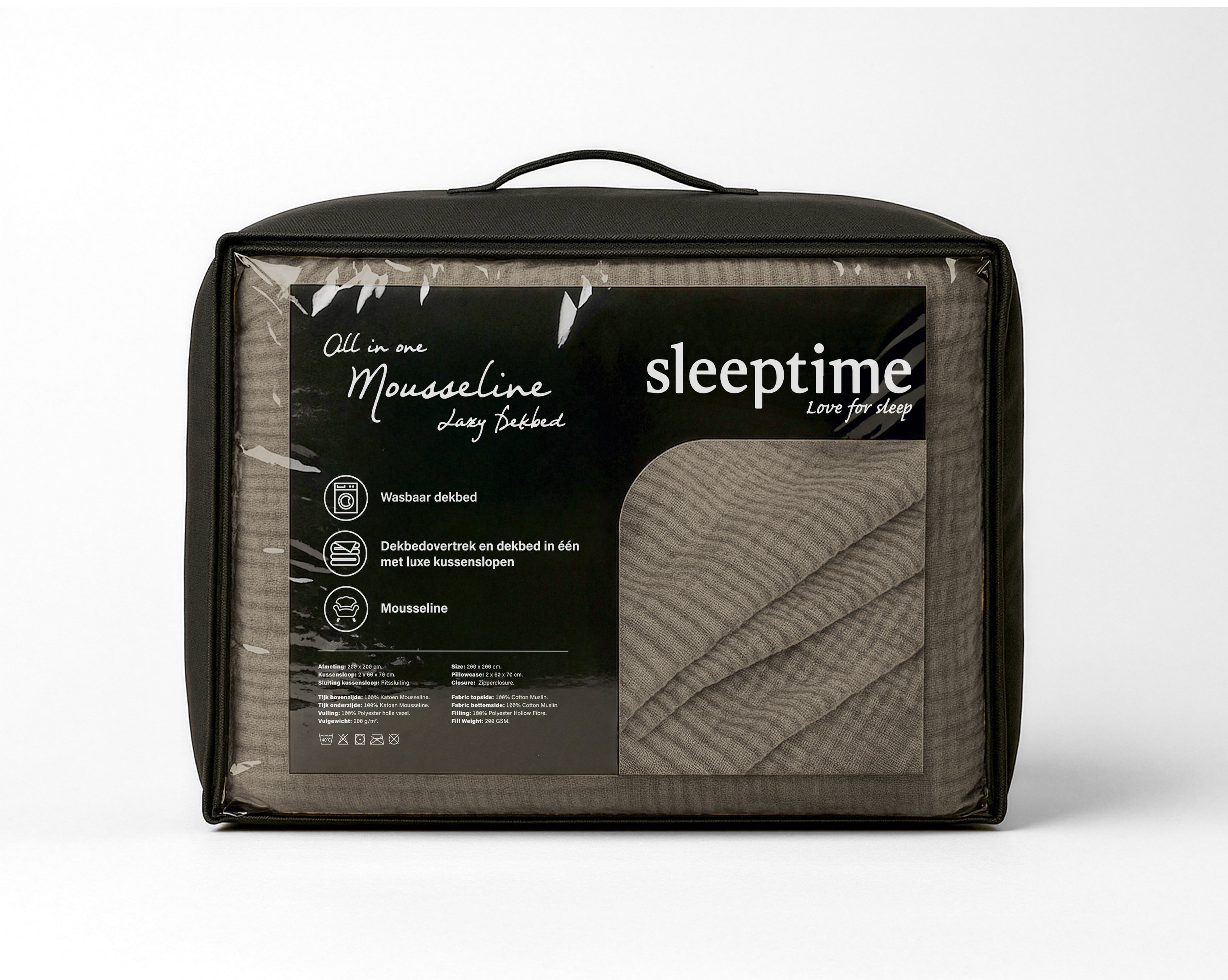 NordDream Lazy mousseline peitto 240x200 taupe pestävä