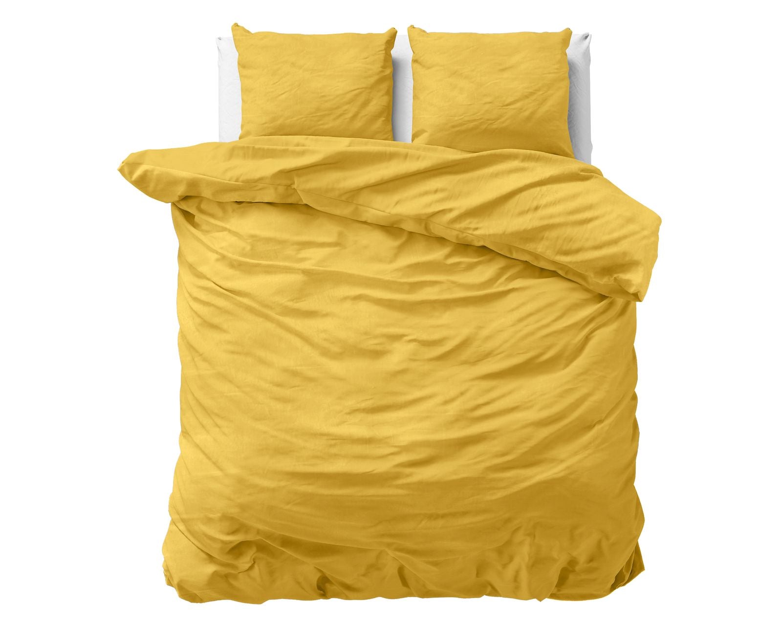 NordDream Stone Washed pussilakanasetti mustard 200x200 puuvilla