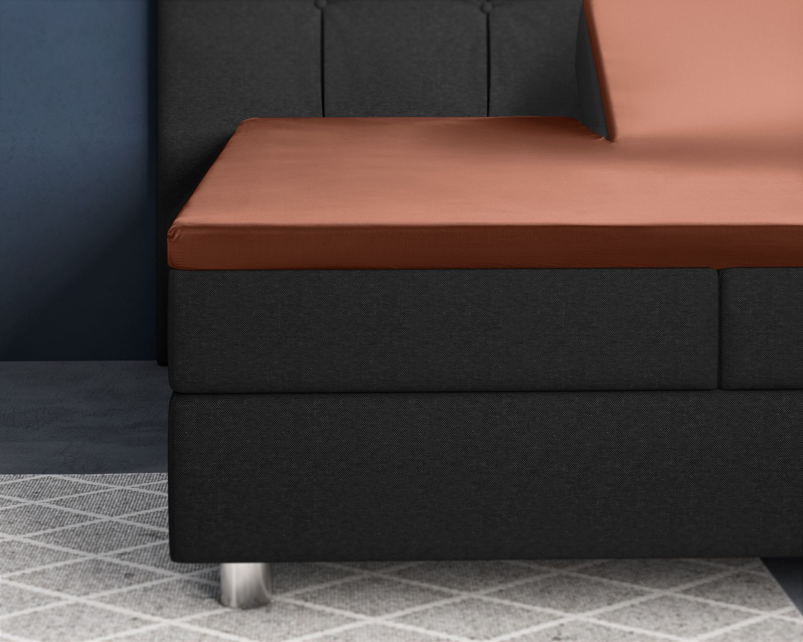 NordDream Satiini splittopper-aluslakana 180x200 ruskea sileä