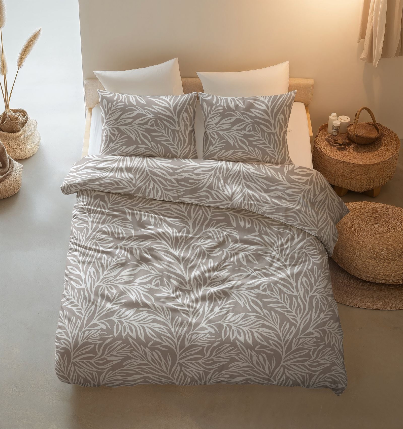 NordDream Pure Breeze puuvilla pussilakana 200x220 taupe hengittävä