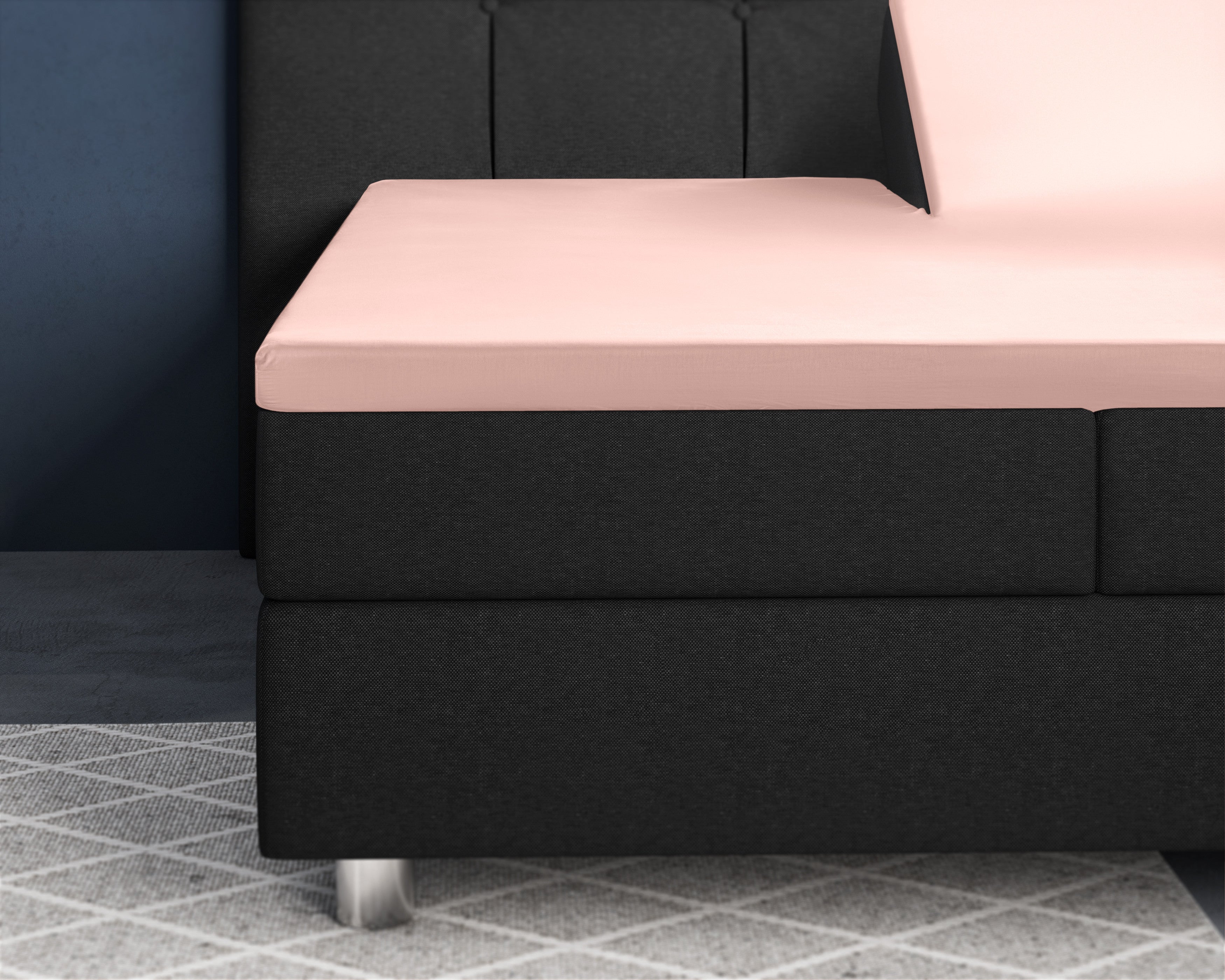 NordDream Satijn split-aluslakana roosa 160x200 puuvillasatiini