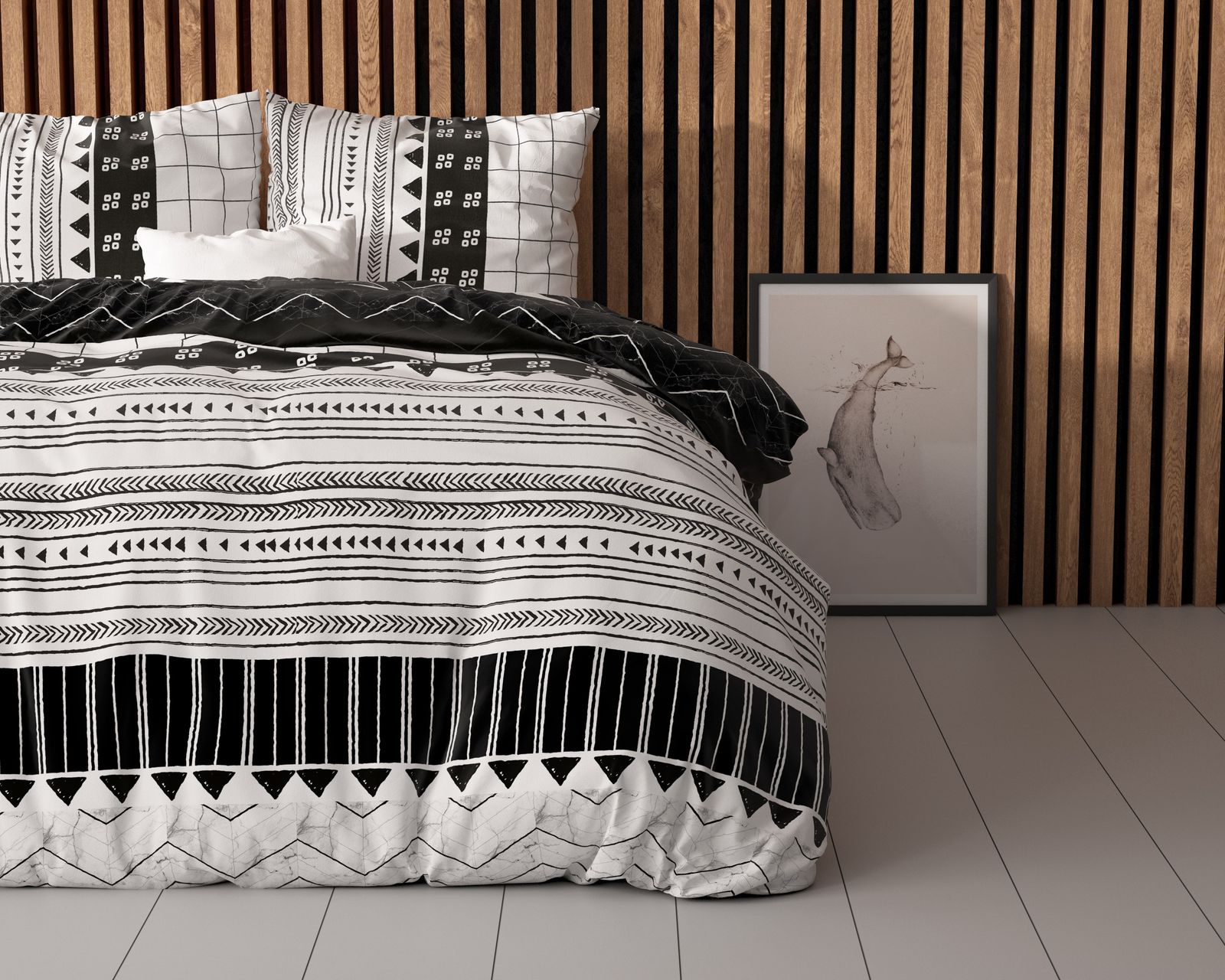 NordDream Elegance Artic Stripe pussilakana 200x220 valkoinen silitysvapaa