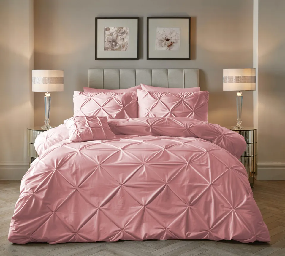 NordDream Velvet Pintuck pussilakana 200x200/220 roosa sametti