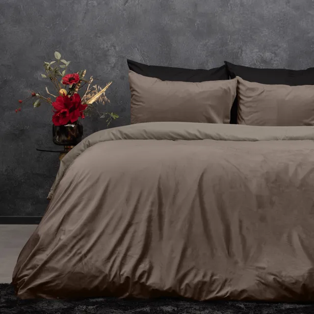 NordDream Velvet Uni pussilakana 140x220 taupe sametti