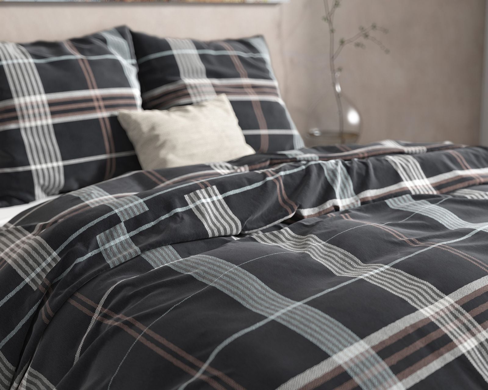 NordDream Flanel Bruce pussilakana taupe flanelli