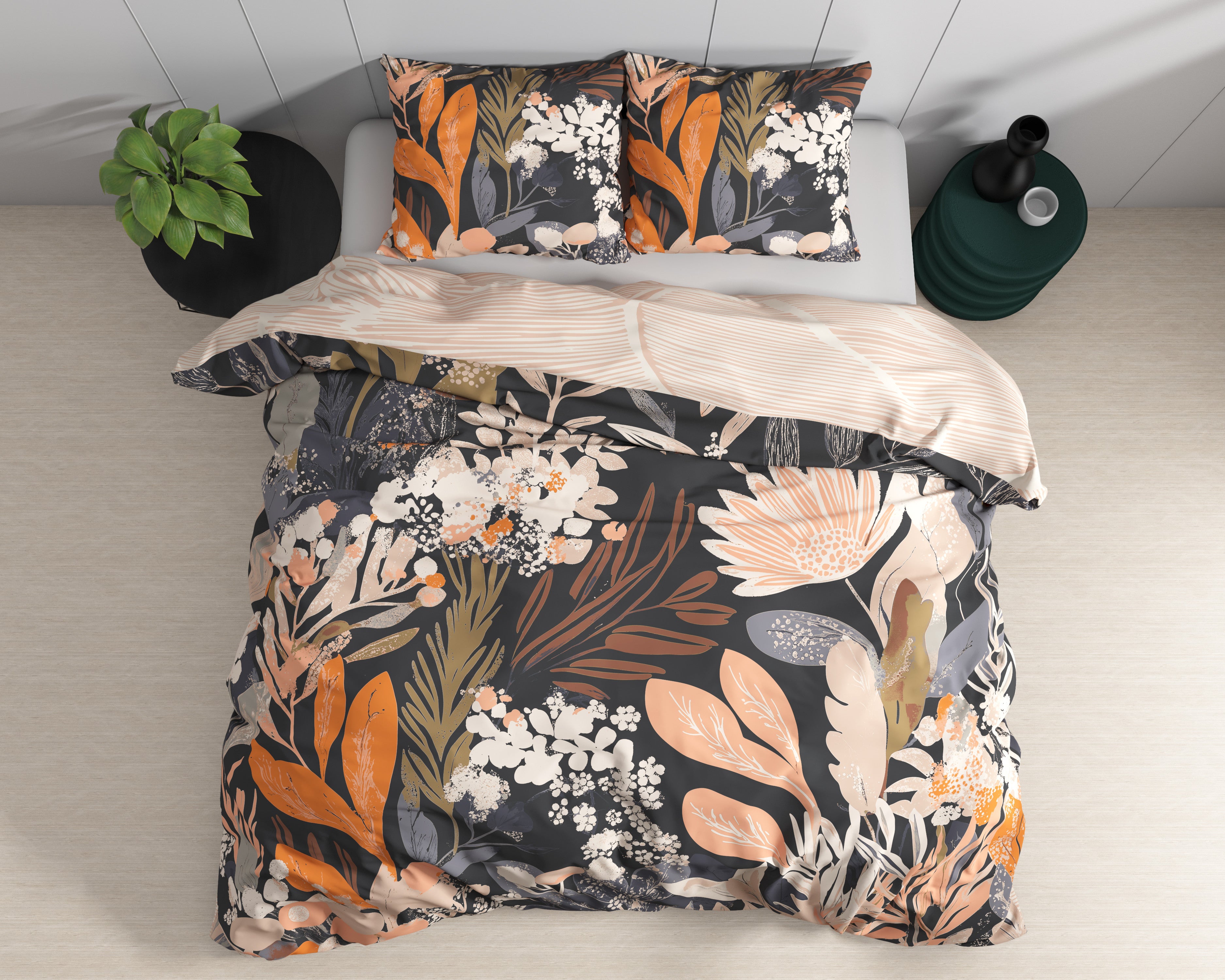 NordDream Nature Mystical Garden musta pussilakanasetti 240x200