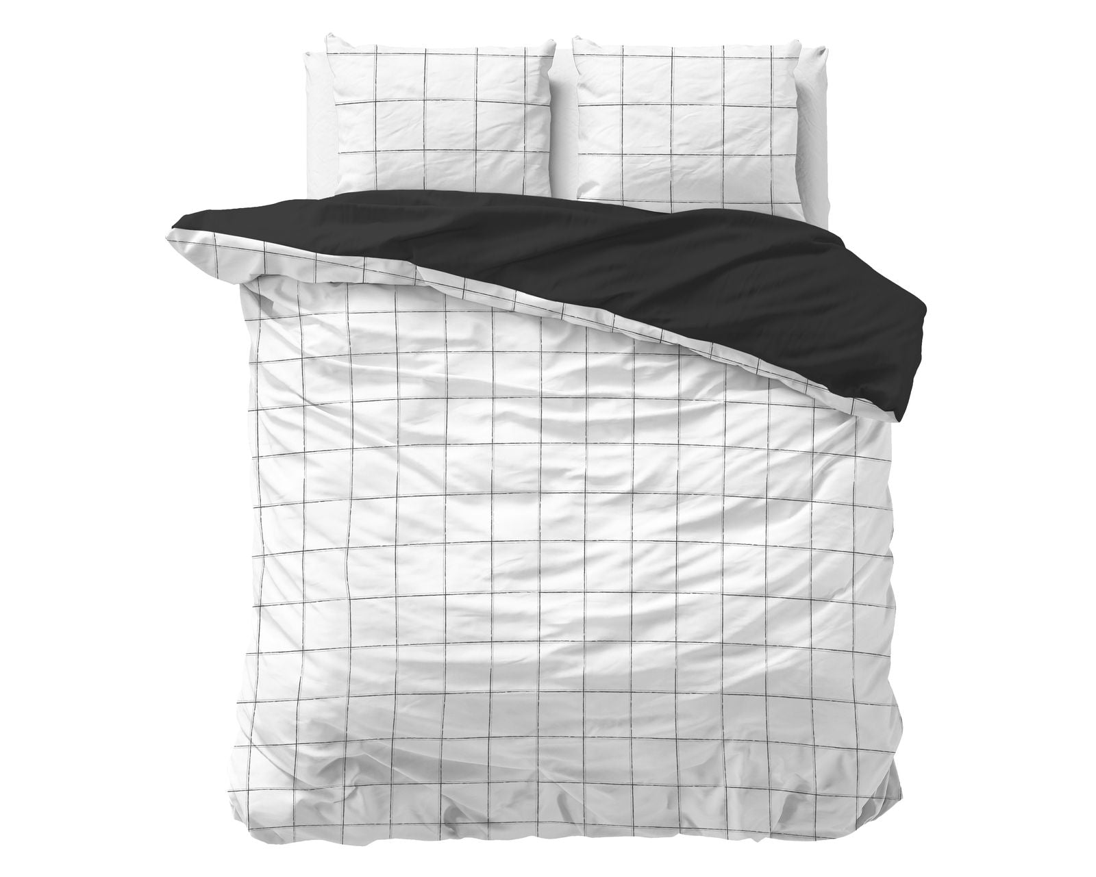 NordDream Satijn Deep Check pussilakana 240x220 valkoinen satiini