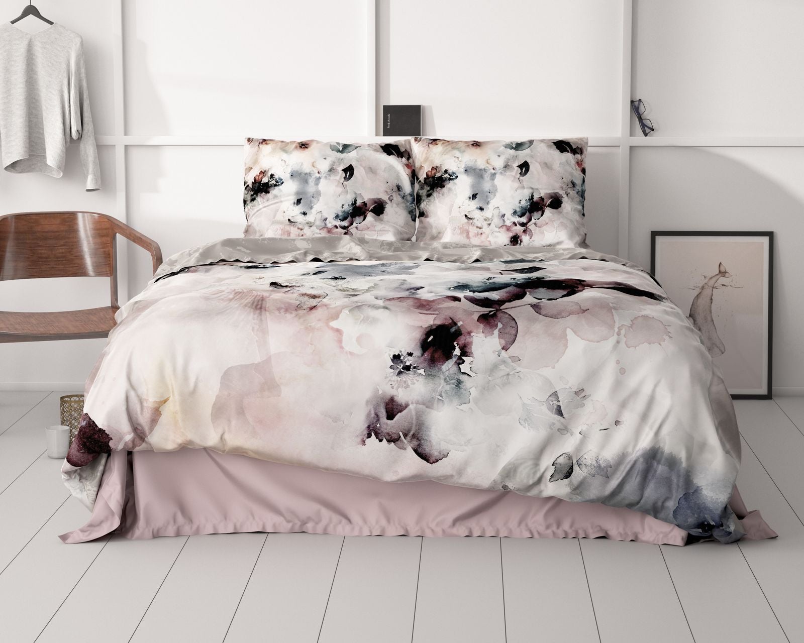 NordDream Satiini Flor pussilakana harmaa puuvillasatiini