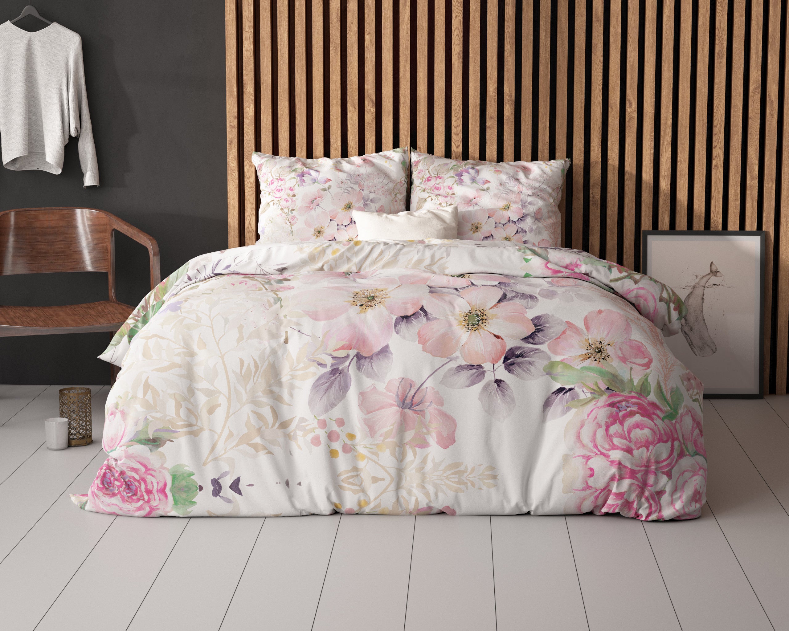 NordDream Essentials Gyna pussilakana 200x200 roosa kuviollinen