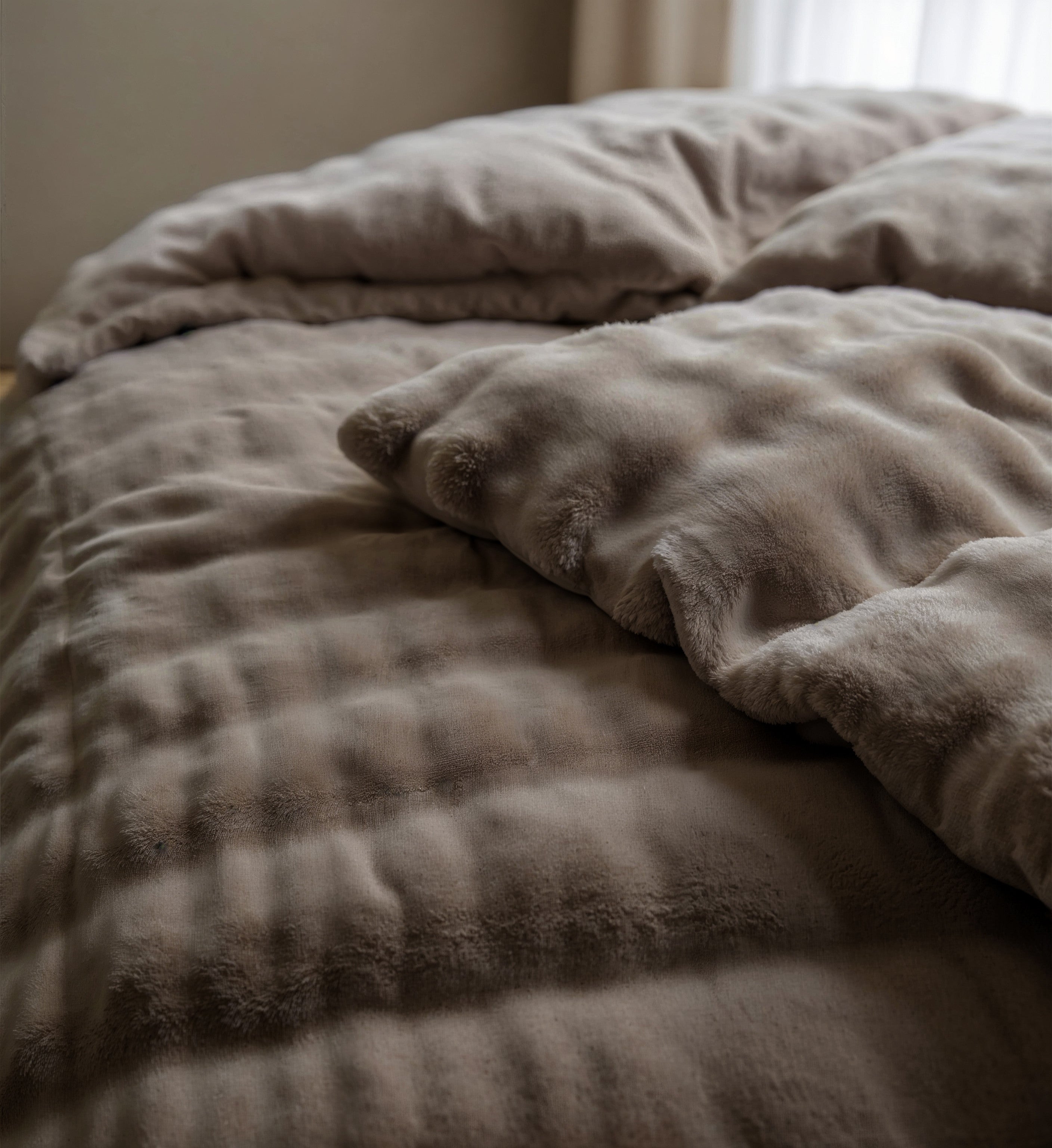 NordDream Teddy Pompom tekoturkis pussilakana 200x220 taupe pehmeä