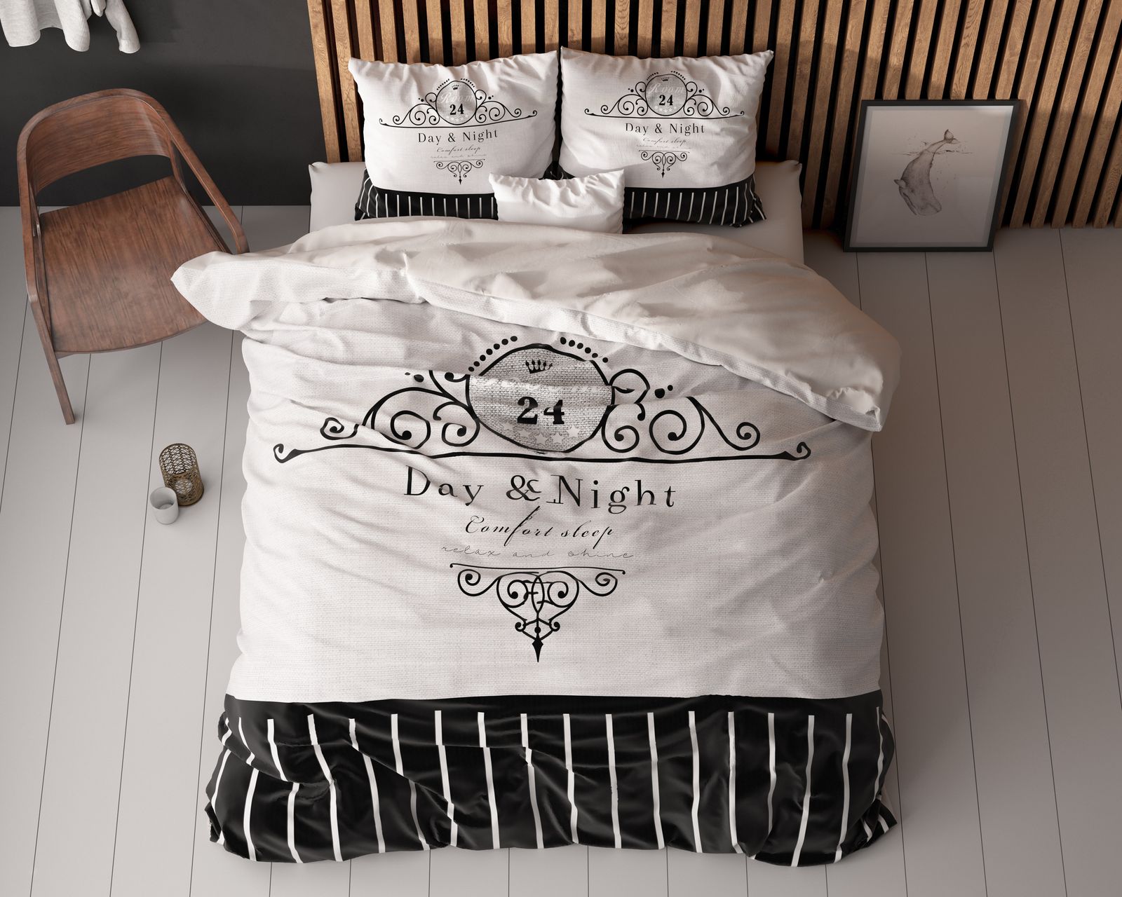 NordDream Day And Night pussilakanasetti 200x200/220 musta 90gsm