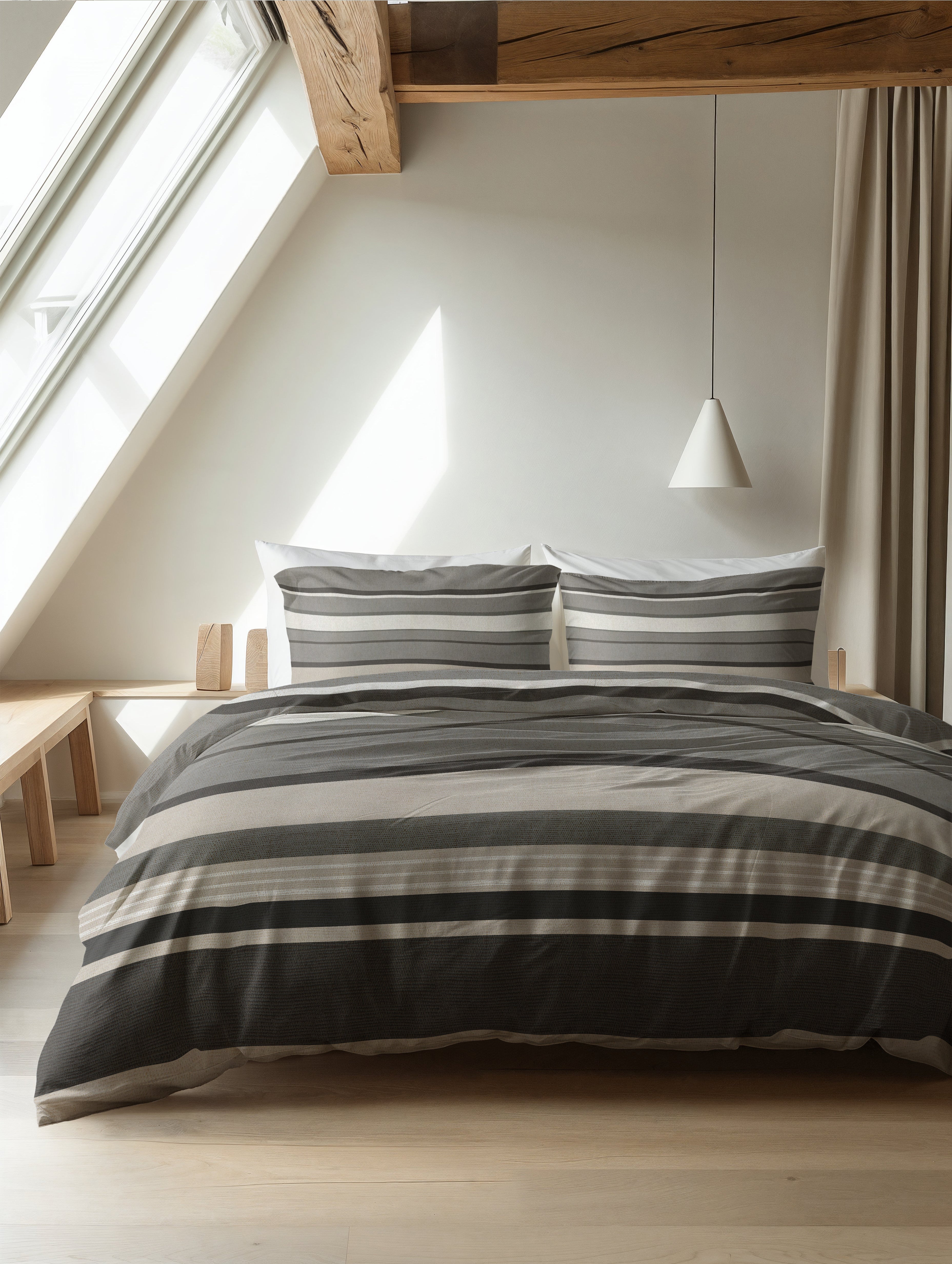 NordDream Flanel Zuma pussilakanasetti taupe 200x200/220 lämmin