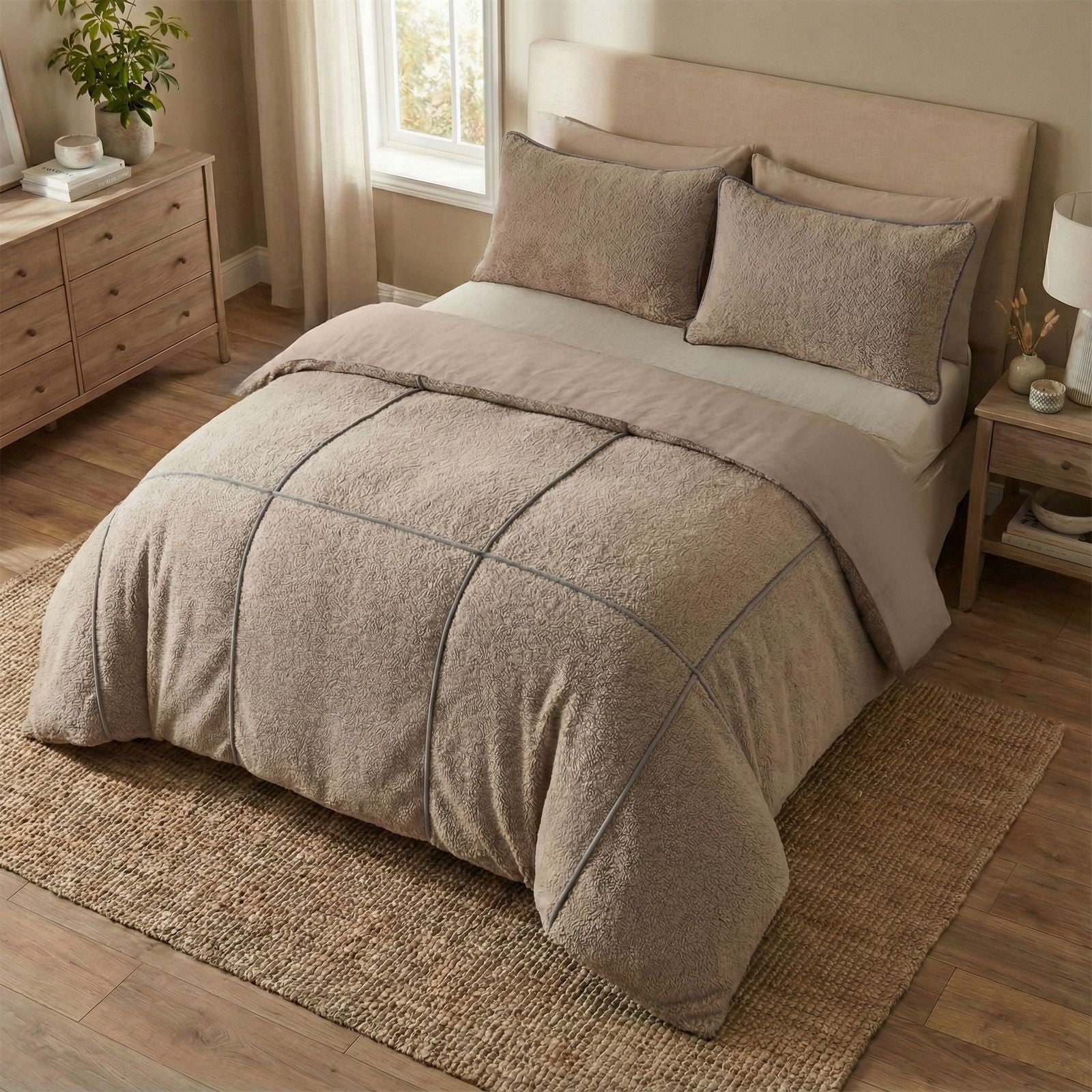 NordDream Teddy Trim tumma taupe pussilakana 200x200/220 teddy